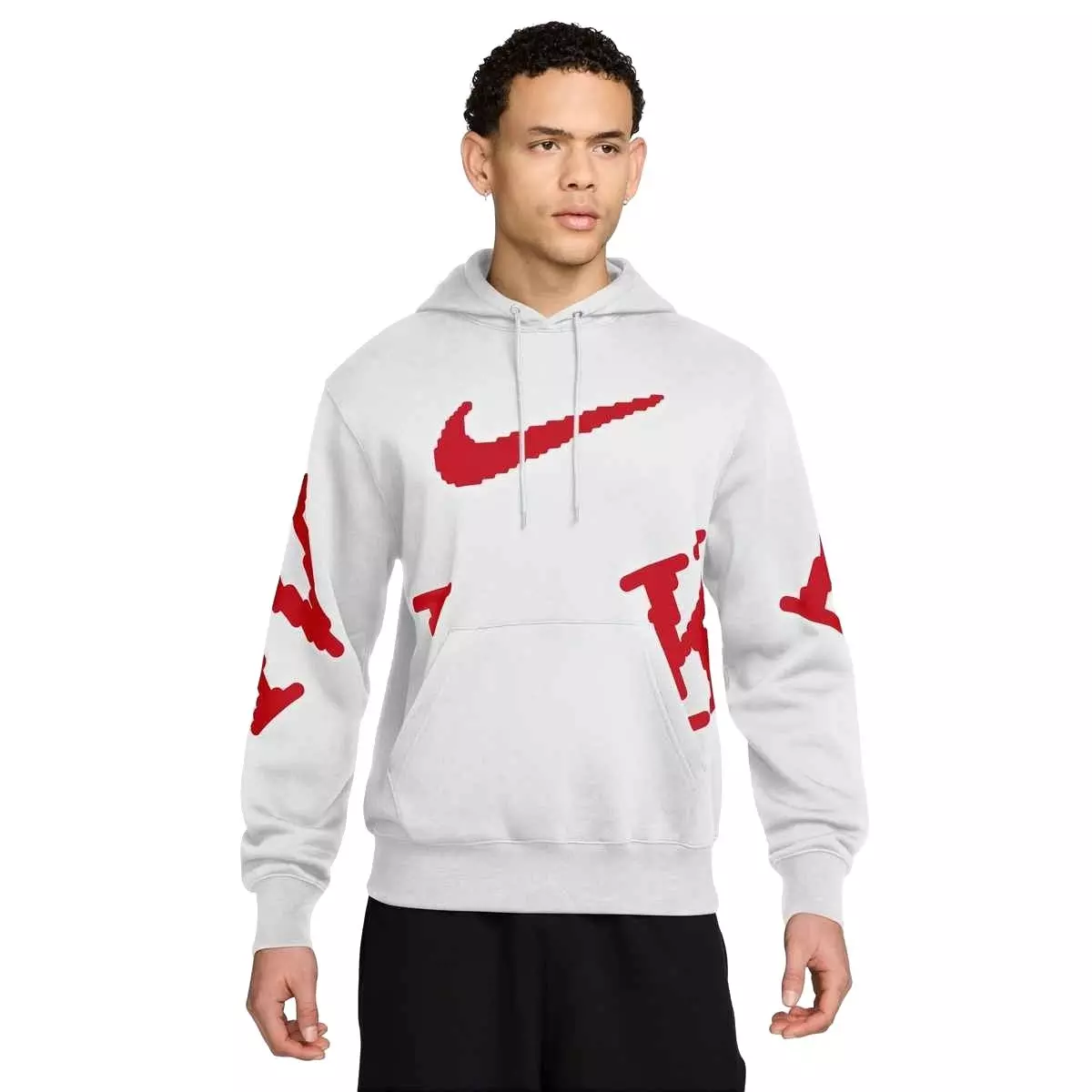 Nike Men's Sportswear Club Fleece Hoodie White/Red | Hibbett